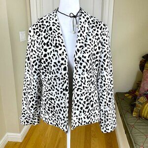Neiman Marcus Jacket Velvet Snow Leopard No Close White Black Cotton Vintage (S)
